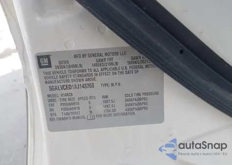 2010 Buick Enclave 2Xl z USA, uszkodzony, nr VIN 5GALVCED1AJ143760